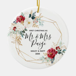 Första jul Mr. och Mrs. Couple Ceramic Ornament
