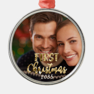Första jul Newlyweds Photo Keepsakys Julgransprydnad Metall