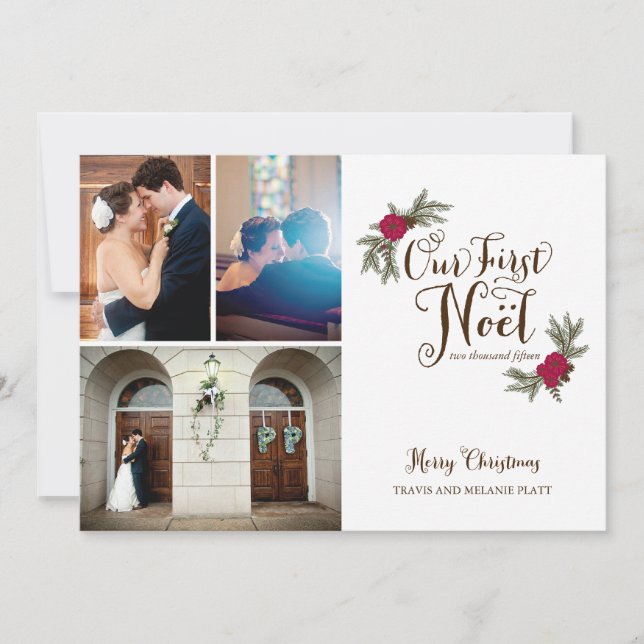 Första jul - Newlywes-Helgdag Multi Photo Card Julkort (Framsida)