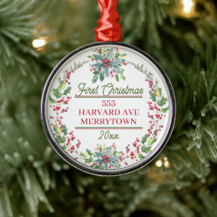 Första jul, nya hem, Adress, Festive Träd Julgransprydnad Metall