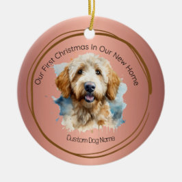 Första jul - nytt hemcitat ro goldendoodle julgransprydnad keramik