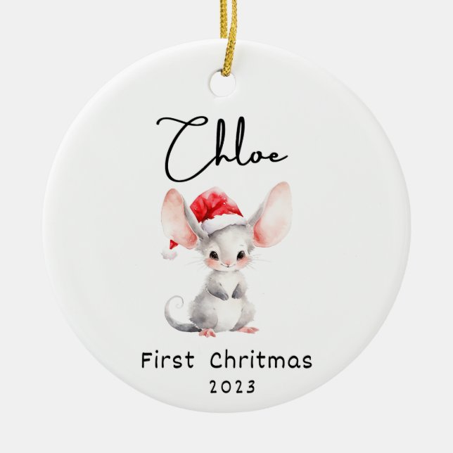 Första jul, Personlig Baby Namn Ornament (Framsidan)