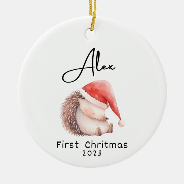 Första jul, Personlig Baby Namn Ornament (Framsidan)