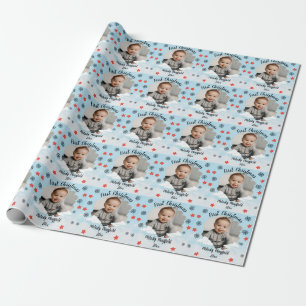 Första jul Pojke med Personlig Photo Presentpapper