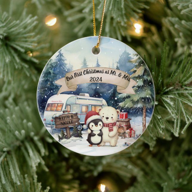 Första jul-RV Ett par nylyserade ornament (Träd)