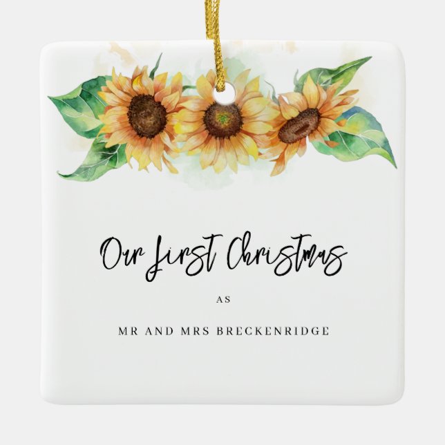 Första jul-solrosblomman Tack Julgransprydnad Keramik (Framsida)