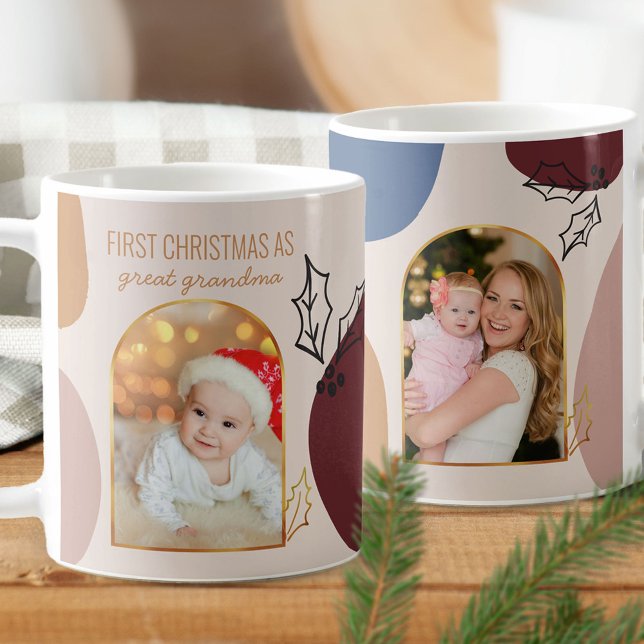 Första jul som Anpassningsbar Guld Arch Photo Kaffemugg (Skapare uppladdad)