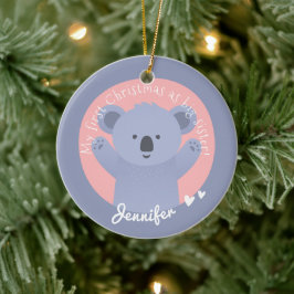 Första jul som Big Sister - Cute Koala Bear Julgransprydnad Keramik