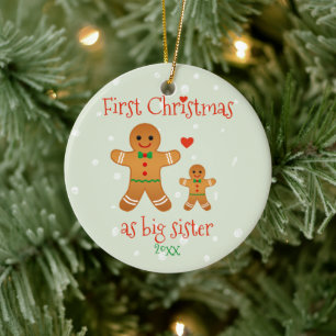 Första jul som Big Sister - Pepparkaksgubbar Julgransprydnad Keramik