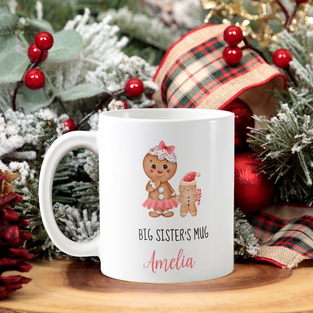 Första jul som Big Sister Rosa Gingerbröd Kaffemugg (Skapare uppladdad)