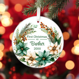 Första jul som Brother White Grönt Poinsettias Julgransprydnad Keramik