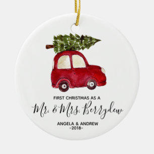 Första jul som den Herr och Fru prydnaden Julgransprydnad Keramik