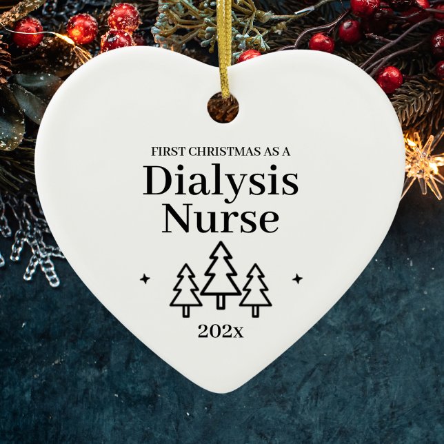 Första jul som Dialyssjuksköterska 2024 Julgransprydnad Keramik (First Christmas As Dialysis Nurse 2024 Nursing Ceramic Ornament
)