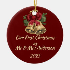 Första jul som Editable namn & date Julgransprydnad Keramik