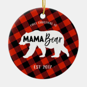 Första jul som en mammabjörnprydnad julgransprydnad keramik