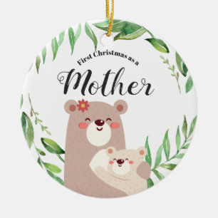 Första jul som en morprydnad julgransprydnad keramik