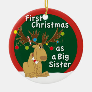 Första jul som en storasyster julgransprydnad keramik