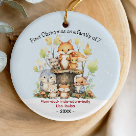 Första jul som familj av 7 söta rävar julgransprydnad keramik