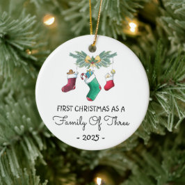 Första jul som familj av tre 2025 julgransprydnad keramik