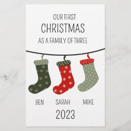 Första jul som familj av tre brevpapper