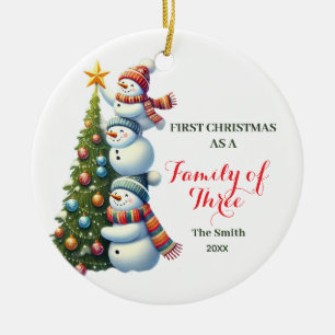 Första jul som familj den 3 jul Snögubbe Julgransprydnad Keramik
