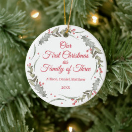Första jul som Family Anpassningsbar Photo Keepsak Julgransprydnad Keramik