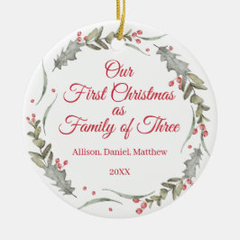 Första jul som Family Anpassningsbar Photo Keepsak Julgransprydnad Keramik