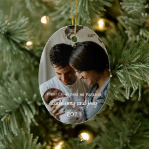 Första jul som föräldrar Fotokeramiskt prydnads Julgransprydnad Keramik