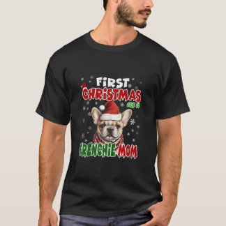 Första jul som Frenchie Mamma Santa Hat Parent T Shirt