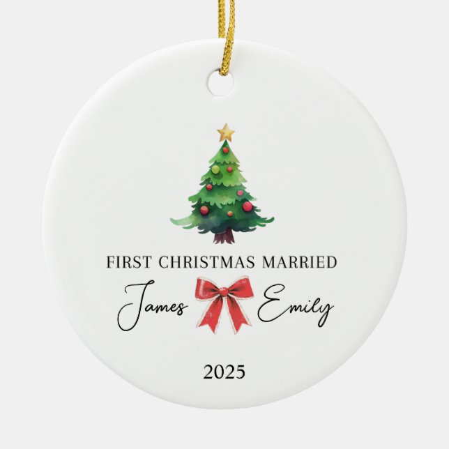 Första jul som gift prydnadsföremål, Bröllop Gift Julgransprydnad Keramik (Framsidan)