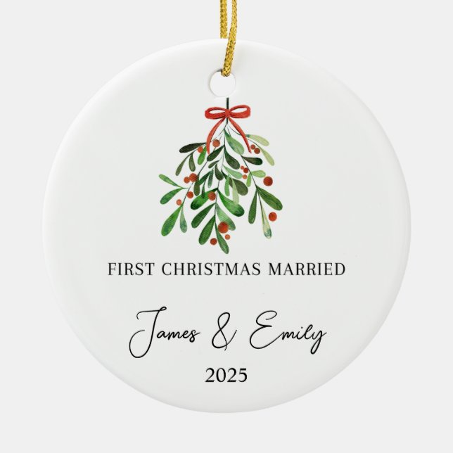 Första jul som gift prydnadsföremål, Bröllop Gift Julgransprydnad Keramik (Framsidan)