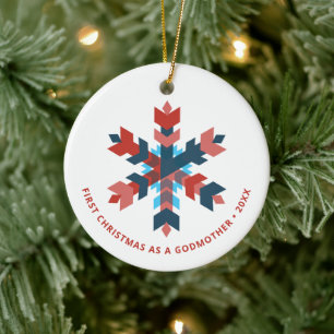 Första jul som Godmoder-Personligen Godmamma Julgransprydnad Keramik