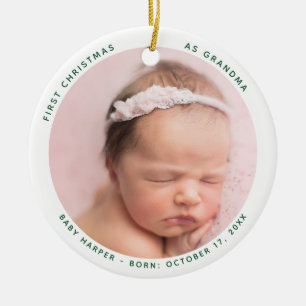 Första jul som Grandma Baby Photo Julgransprydnad Keramik