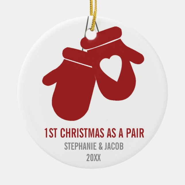 Första jul som helgdagar för para en | julgransprydnad keramik (Framsidan)