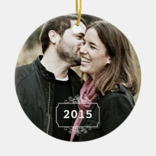 Första jul som Herr & Fru minnessakprydnad Julgransprydnad Keramik