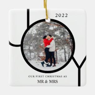 Första jul som herr och fru Photo Ceramic Ornament