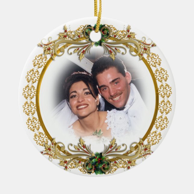 Första jul som make och hustru julgransprydnad keramik (Framsidan)