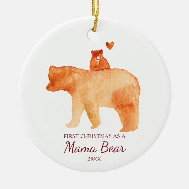 Första jul som Mamma Bear Nyfödd bebis Julgransprydnad Keramik (Framsidan)