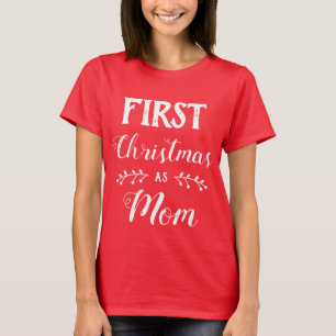 Första jul som Mamma-familjen matchar vit text T Shirt