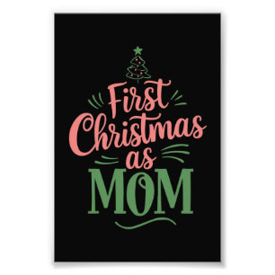 Första jul som Mamma matchande jul Fototryck