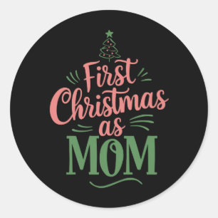 Första jul som Mamma matchande jul Runt Klistermärke