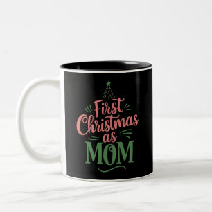 Första jul som Mamma matchande jul Två-Tonad Mugg