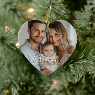 Första jul som Mamma och pappa Anpassningsbar Phot Julgransprydnad Keramik