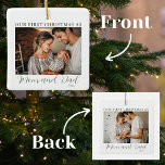 Första jul som Mamma och Pappa Julgransprydnad Keramik<br><div class="desc">Gratulera till glädjen i föräldraskapet med vår "första jul som Mamma och Pappa" keramiska prydnadsföremål. Detta vackert utformade prydnadsföremål har ett hjärtligt budskap i skript för grönt av elegant på framsidan, där det står "Vår första jul som Mamma och Pappa" tillsammans med året. Du kan lägga till ett omhuldat foto...</div>