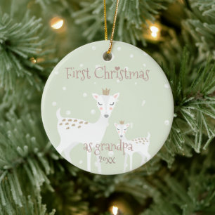 Första jul som morfadern - gullig hjort julgransprydnad keramik