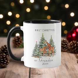 Första jul som morfar Cute Giraffes Mugg