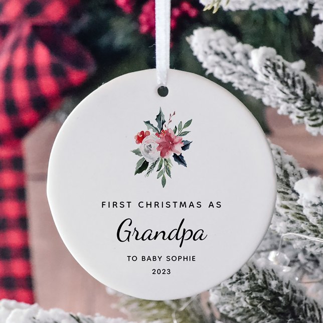 Första jul som morfar | Enkel och Elegant Julgransprydnad Keramik (A simple and elegant holiday keepsake for his first Christmas as a grandfather)