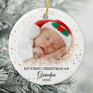Första jul som morfar Fotokeramiskt prydnadsföremå Julgransprydnad Keramik
