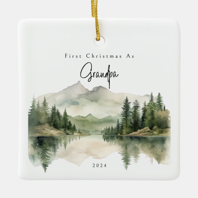 Första jul som morfar Helgdag Ornament (Framsida)