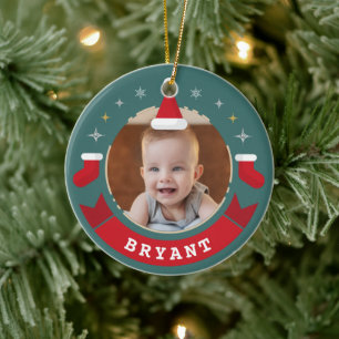 Första jul som morföräldrar Baby Photo Julgransprydnad Keramik